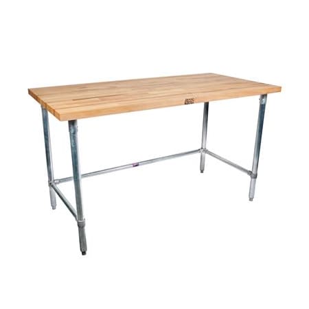 Bk Resources Hard Maple Table Open Base, Stainless Steel Legs Oil Finish 48"Lx30"W MFTSOB-4830